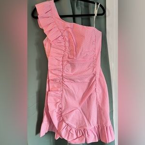 NWT Lilly Pulitzer One Shoulder Dress Pink and White striped dress Size 10